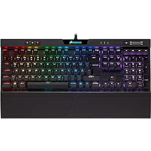 Corsair K70 RGB MK.2 žemo profilio Rapidfire mechaninė žaidimų klaviatūra (Cherry MX greitis: greitas ir labai tikslus, dinaminis RGB LED foninis apšvietimas, QWERTZ DE išdėstymas) juoda