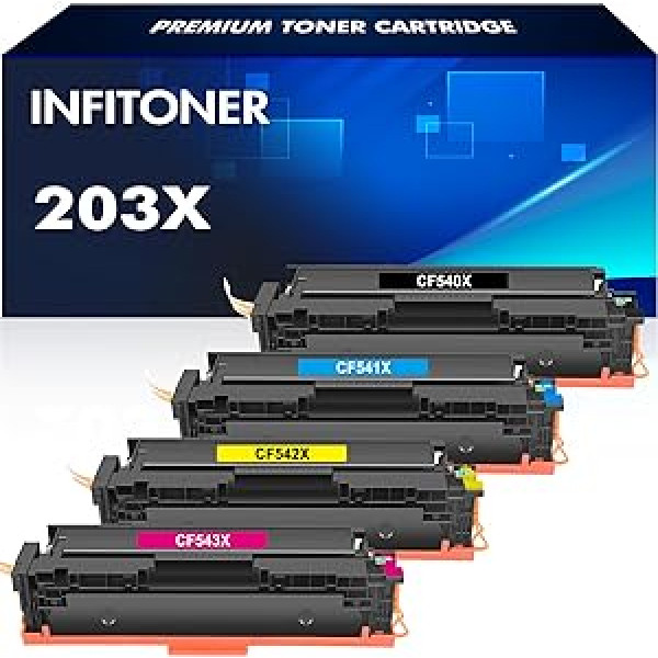 4-pack 203X tonera kasetne, kas saderīga ar HP M281fdw tonera Color Laserjet Pro MFP M281fdn M280nw M281cdw M254nw M254dn M254dw M281 M254 M280 YYen M254 M280 CF540X CF554XCF3 Mag. ta