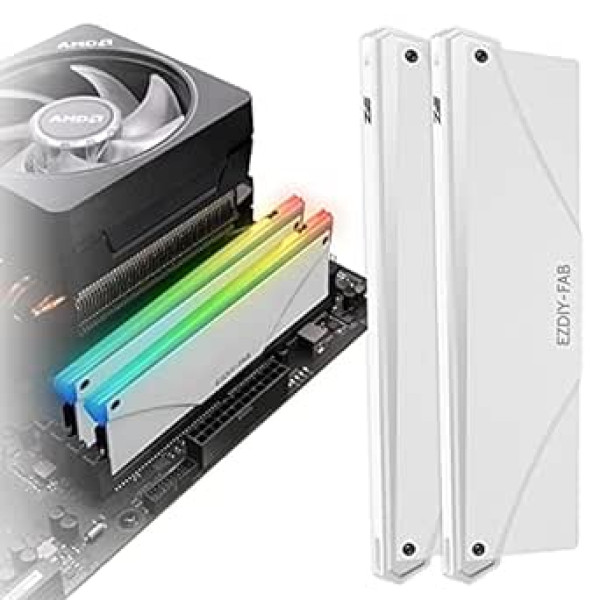 EZDIY-FAB 5V ARGB RAM dzesētājs DDR dzesētājs, kas paredzēts DIY datorspēlei MOD DDR3 DDR4 — balts (saderīgs ar Aura Sync, RGB Fusion un Mystic Light Sync), 2 pack PI061