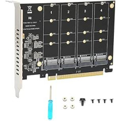 Vbestlife Dual M.2 PCIe adapteris, 4 portu M.2 NVMe SSD uz PCIE-X16M atslēgas cietā diska pārveidotāja lasītāja paplašināšanas karte