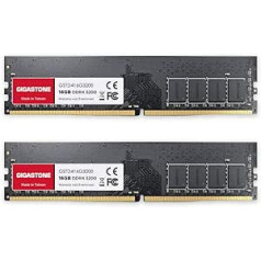 [DDR4 RAM] Gigastone Desktop RAM 32GB (2x16GB) DDR4 RAM 32GB DDR4-3200MHz PC4-25600 CL16 1.35V 288 Pin/Pin nebuferēta datora atmiņa bez ECC (tikai datora galddatoriem)