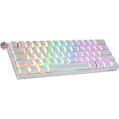 Geeky GK61 60% | Karstā maināma mehāniskā spēļu tastatūra | 61 taustiņi Daudzkrāsu RGB LED fona apgaismojums PC/Mac Gamer| ANSI US American Layout (balts, mehāniski melns)