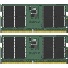 Kingston ValueRAM 64 GB (2 x 32 GB) komplekts ar 2 4800 MT/s DDR5 bez ECC CL40 SODIMM 2Rx8 KVR48S40BD8K2-64 klēpjdatora atmiņu