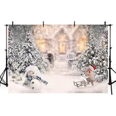 AIBIIN 2.1 x 1.5 m Winter Christmas Background Snowman Snowflakes Christmas Tree Gifts White for Photography Baby Shower Children Portrait Birthday Party Decoration Banner Photo Accessories