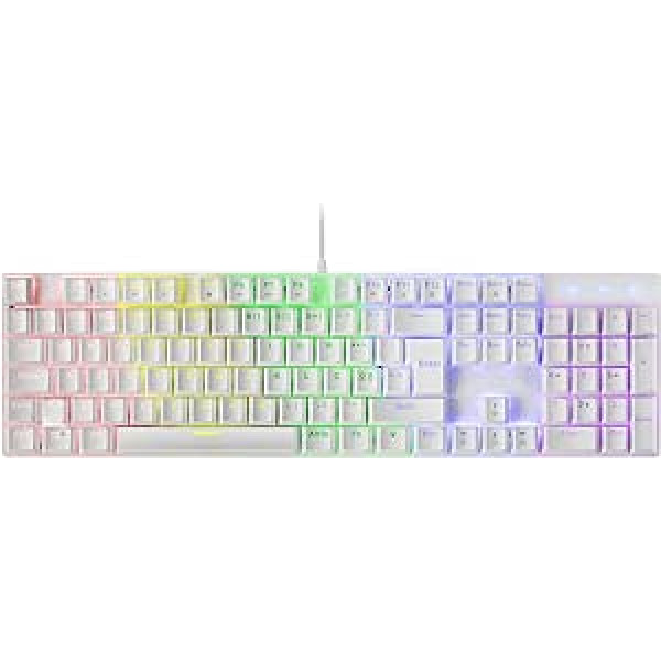 Mars Gaming MK422 White, Mehāniskā spēļu tastatūra RGB, Antighosting, Mehāniskais slēdzis brūns, portugāļu valoda