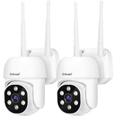 Sricam Mini 1080P 4G WiFi One PTZ IP kamera, personas atrašanās vietas un kustības izsekošana, nakts redzamība, IP66, 2o skaņa, dārza/mājas/mājas/mazuļu monitors (2 vienības)