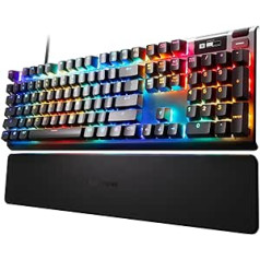 SteelSeries Apex Pro mehāniskā spēļu tastatūra, mehāniskie taustiņi ar regulējamu darbību, OLED viedais displejs, ziemeļu tastatūra (QWERTY), standarta izkārtojums