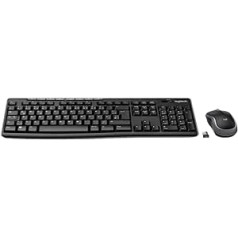 Logitech MK270 bezvadu tastatūras un peles komplekts, 2,4 GHz bezvadu savienojums, izmantojot nano USB uztvērēju, ilgs akumulatora darbības laiks, Windows un ChromeOS personālajiem/klēpjdatoriem, vācu QWERTZ izkārtojums - melns