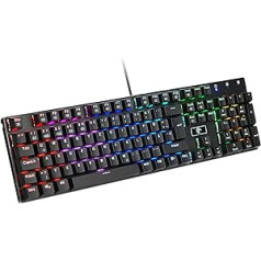 COVVY Mechanical Gaming Keyboard 10 Mode RGB Backlight Blue Switch Waterproof USB Plug and Play German Layout for PC Laptop Computer Gamer Windows XP/Vista/7/8/10