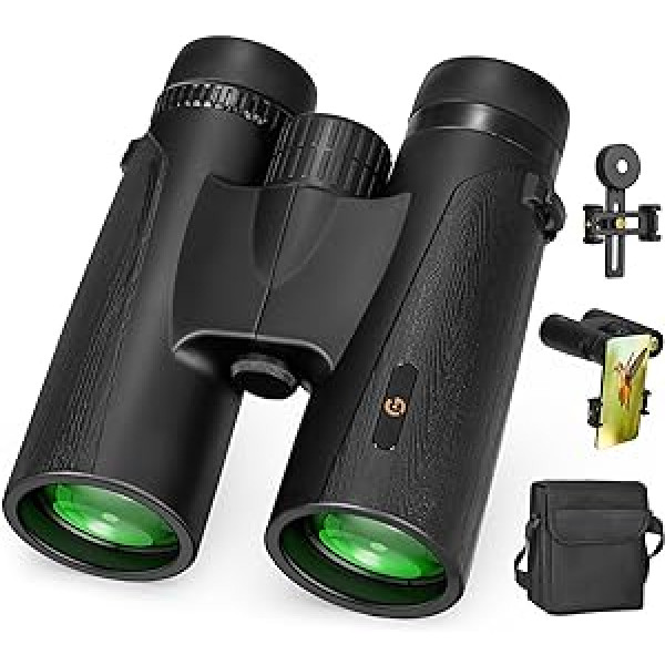 Gafild Binoculars Binoculars 10x42 HD Binoculars for Adults BAK4+FMC Binoculars with Carry Case, Shoulder Strap and Smartphone Adapter for Glasses Wearers Travelling Hunting Bird Watching Sports