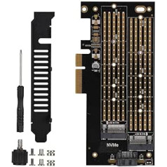 Diyeeni Dual M.2 PCIe adapteris, PCIE uz M.2 SATA + NVME divu disku paplašināšanas karte 2230 2242 2260 2280 22110 izmēra M.2 SSD