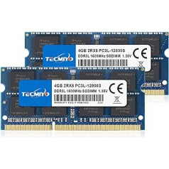 TECMIYO 8GB komplekts (2 x 4GB) DDR3/DDR3L 8GB RAM 1600MHz PC3L-12800S SODIMM 1.35V/1.5V klēpjdatora RAM Klēpjdatora atmiņa zila