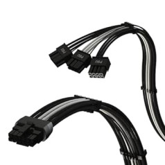 LINKUP - AVA PCIE 5.0 Moulded & Soldered 16Pin (12+4) to 3x8Pin | 16AWG Wrapped | Compatible with RTX40 & RTX30 FE GPUs | Only Suitable for Corsair Power Supplies | 70cm