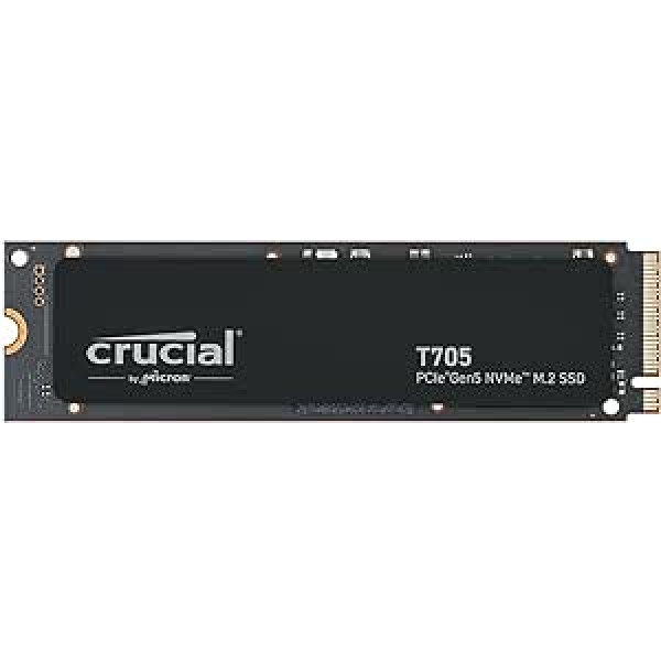 Crucial T705 CT1000T705SSD3 PCIe Gen5 NVMe M.2 iekšējais cietvielu disks, 1 TB SSD (2024), līdz 13 600 MB/s, Microsoft DirectStorage, PCIe 3.0 un 4.0 atpakaļsaderīgs