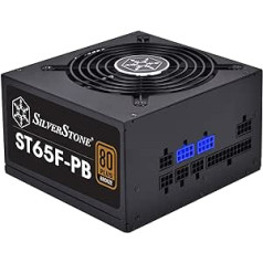 SilverStone SST-ST65F-PB — Strider Plus sērija, 650 W 80 Plus bronzas ATX Whisper kluss datora barošanas avots ar 120 mm ventilatoru, 100% modulāra