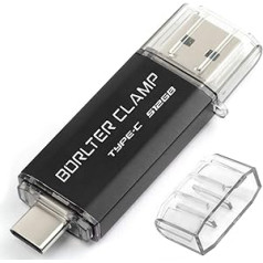 BorlterClamp Type C USB Flash Drive 512GB OTG Memory Stick Dual Port USB C 3.0 Flash Drive for Android Smartphone Samsung S10 S9, Huawei Honor, etc., Tablets and PC (Black)