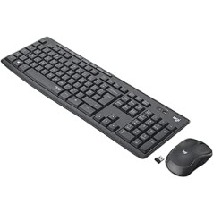 Logitech MK295 belaidės klaviatūros pelės rinkinys su Silent Touch technologija, sparčiųjų klavišų mygtukai, optinis sekimas, nano USB imtuvas, belaidis belaidis ryšys, FR AZERTY išdėstymas – juodas