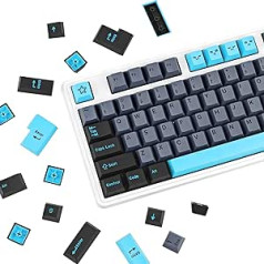 173 Keys Keycaps 8008 Blue PBT Cherry Profile Double Shot Suitable for Mechanical Gaming Keyboard for Cherry MX Switches Grey