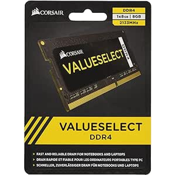 Corsair Value Select SODIMM 8GB (1x8GB) DDR4 2133MHz C15 Speicher for klēpjdatoriem/piezīmjdatoriem — Schwarz