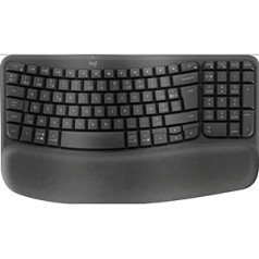 Logitech Wave Keys belaidė ergonominė klaviatūra – grafitas, belgiškas AZERTY išdėstymas