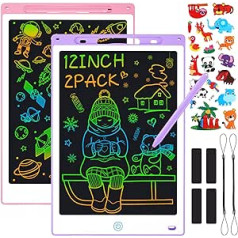 Sofore 2 Pack LCD Writing Board Children 12 Inch LCD Colourful Painting Board Magic Board Children's Writing Tablet Writing Board Electronic Drawing Board Learning Toy 3-12 Years Old Girls Gifts, Pink