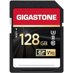 Gigastone 128 GB UHS-II SD karte V90 U3 SDXC atmiņas karte ar ātrumu līdz 300 MB/s DSLR digitālajām kamerām Canon Sony Nikon Olympus Pentax 8K un 4K UHD video ierakstīšanai