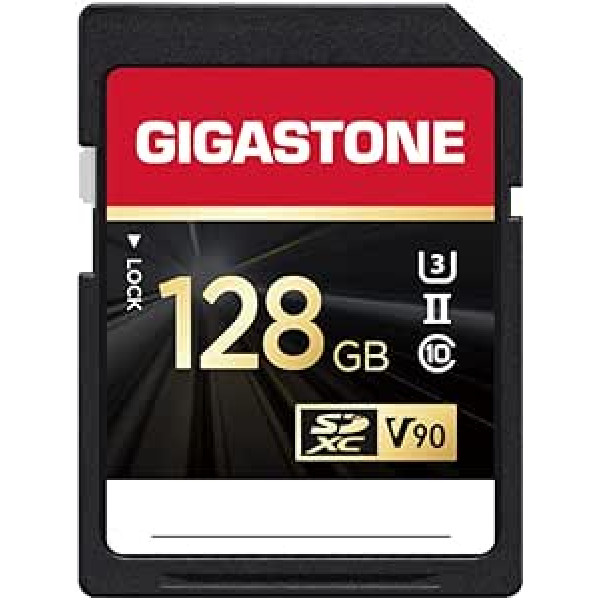 Gigastone 128GB UHS-II SD Card V90 U3 SDXC Memory Card with up to 300MB/sec for DSLR Digital Cameras Canon Sony Nikon Olympus Pentax 8K and 4K UHD Video Recording