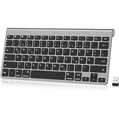 PINKCAT Bluetooth tastatūra bezvadu vācu QWERTZ izkārtojuma kompakta USB 2,4 GHz mini bezvadu tastatūra ar multivides taustiņiem, saderīga ar datoru, piezīmjdatoru, klēpjdatoru, Windows