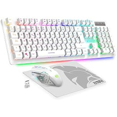 Empire Gaming — Armor RF800 Teclado y Ratón Para Gamer, atiestatāms, QWERTY (izkārtojums Español) ar peles paliktni — RGB bezvadu 2,4 GHz tastatūra — 4800 DPI pele — PC PS4 PS5 Xbox One/Series Mac —