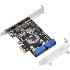 Bewinner Mini PCI-E PCI Express paplašinātājs uz iekšējo 2 portu 19 kontaktu galvenes ātrgaitas 5Gbps PCI-Express USB 3.0 kartes adapteris ar zemu profilu priekš WinXP, Win7 Win8 Win8.1 Win10