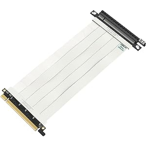 LINKUP — Ultra PCIe 4.0 X16 stāvvada kabelis (RTX4090, RX6950XT, x570, B550, Z690 pārbaudīts), ekranēts, vertikāls spēļu PCI Express Gen4 stiprinājums, taisns savienotājs (20 cm), 3.0 Gen3 un TT saderīgs, balts