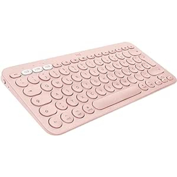 Logitech K380 vairāku ierīču Bluetooth tastatūra operētājsistēmai Mac, vienkārša pārslēgšanās starp līdz pat 3 ierīcēm, šķērveida taustiņi, 2 gadu akumulators, MacOS/iOS/iPadOS, vācu QWERTZ izkārtojums — rozā