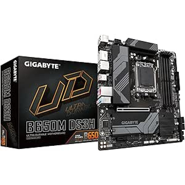 GIGABYTE B650M DS3H (AM5/ LGA 1718/ AMD/ B650/ Micro ATX/ 5 gadu garantija / DDR5/ PCIe 4.0 M.2/ PCIe 4.0/ USB 3.2 Gen2X2 Type-C/ 2.5GbE LAN/mātesplate)