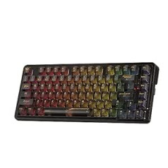 Redragon K649 PRO spēļu tastatūra ar blīvi, 3 režīmi, 82 taustiņi, pilnībā caurspīdīga karsti nomaināma mehāniskā tastatūra ar uzlabotu pamatni, skaņu absorbējošām putām, caurspīdīgu slēdzi