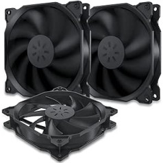 upHere 120mm Cooling Fan for PC Case Ultra Quiet Pack of 3 Black (12BK3-3)