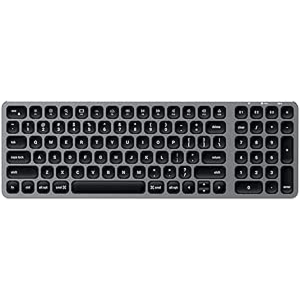 SATECHI kompaktā bezvadu Bluetooth tastatūra ar fona apgaismojumu — Bluetooth 5.0 un vairāku ierīču sinhronizācija — paredzēts M2/M1 MacBook Pro/Air, M2/M1 iPad Pro/Air, M2 Mac Mini (ASV angļu valodas izkārtojums)