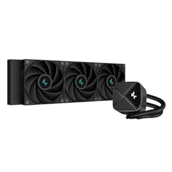 DeepCool LS720S Zero Dark Water Cooling 360 mm 4th Gen Pump 3100 RPM 300W TDP AIO Cooler Anti Leak Tech CPU ūdens dzesētājs teksturēts bloks AMD AM4/AM5 LGA 1700/1200, melns