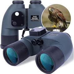 10 x 50 Professional Binoculars for Adults, Navigation Compass and Rangefinder, Suitable for Bird Watching, Travel, Boating, Hunting, Camping, Concerts, Sports, with Strap and Carry Bag