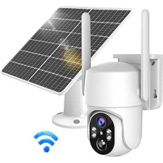 Āra novērošanas kamera saules baterija WiFi bezvadu 360 grādu kameras novērošana ārā ar saules paneli krāsains 2K HD nakts redzamības 2-way audio ūdensizturīgs PIR kustības noteikšanas mākoņa krātuve