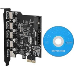 Cuifati PCI-E į 5 prievadų adapterio kortelė, PCI-E prie 5 prievadų USB 3.0 19 kontaktų PCI Express išplėtimo plokštės jungtis, PCI-E į USB 3.0 5 prievadų PCI Express išplėtimo plokštė, skirta staliniam kompiuteriui