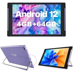 Android 12 10 collas planšetdators, planšetdators ar turētāju, 64 GB ROM (512 GB paplašināma atmiņa), IPS Full HD skārienekrāns, 8 MP + 2 MP kamera, 5G Wi-Fi, Bluetooth 5.0, 6000 mAh, Google GMS, 2 skaļruņi (violeta)