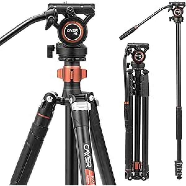 Šķidruma galvas statīvs, Cayer FP2450 videokameras statīvs 75 collu alumīnija sakausējuma monopods Canon Nikon Sony DSLR kamerai