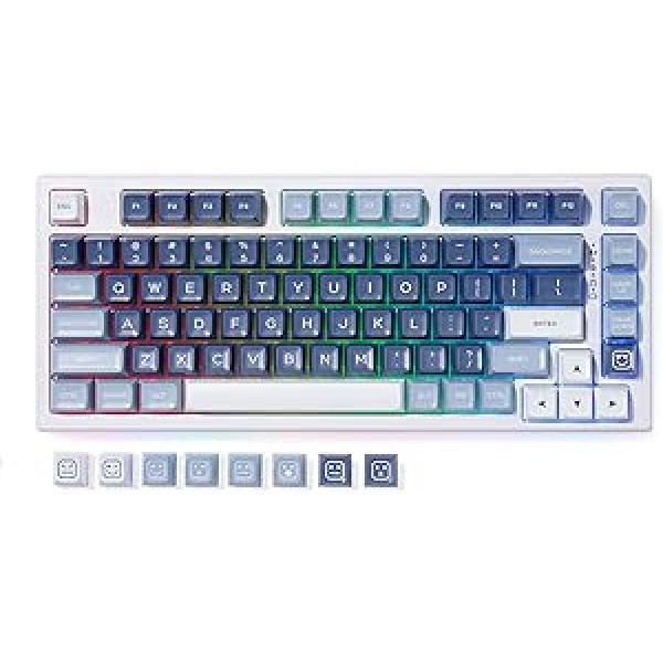 YUNZII YZ75 75% Hot Swappable Wireless Gaming Mechanical Keyboard, RGB Backlight, BT5.0/2.4G/USB-C, Double Shot PBT Keycaps for Linux/Win/Mac (Gateron G Pro Yellow, Blue)