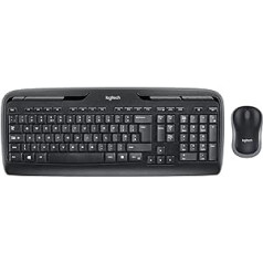 Logitech MK330 bezvadu tastatūras un peles komplekts, 2,4 GHz savienojums, izmantojot USB Unifying uztvērēju, 4 programmējami G-taustiņi, akumulatora darbības laiks no 12 līdz 24 mēnešiem, dators/klēpjdators, Lielbritānijas QWERTY izkārtojums 