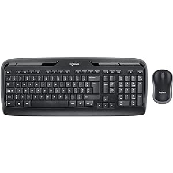 Logitech MK330 bezvadu tastatūras un peles komplekts, 2,4 GHz savienojums, izmantojot USB Unifying uztvērēju, 4 programmējami G-taustiņi, akumulatora darbības laiks no 12 līdz 24 mēnešiem, dators/klēpjdators, Lielbritānijas QWERTY izkārtojums 