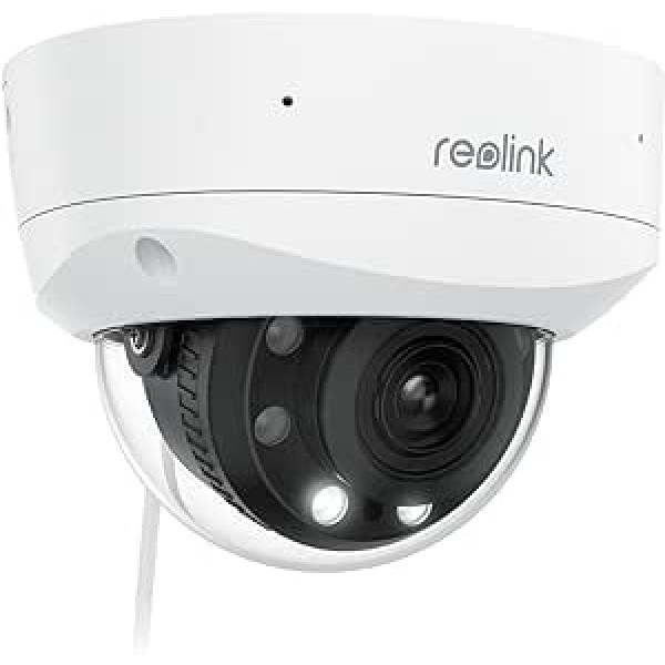 Reolink 4K PoE novērošanas kamera ar prožektoriem, 5x optiskā tālummaiņa, IP kamera ārpus telpām ar krāsainu nakts redzamību, divvirzienu audio, personas/transportlīdzekļa/dzīvnieku noteikšana, IK10 vandāļu aizsardzība, laika nobīde,