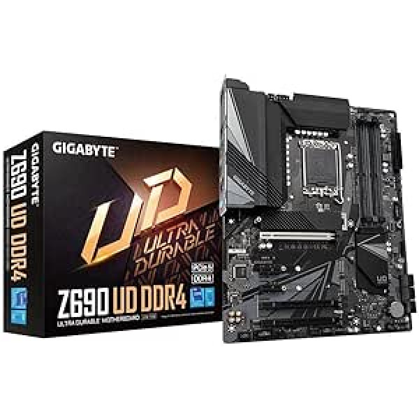 Gigabyte Z690 UD DDR4 ATX pagrindinė plokštė – palaiko 12 kartos „Intel Core“ procesorius (LGA 1700), DDR4-5333MHz (OC) atmintį, 2,5 GbE LAN, 1x PCIe 5.0 x16 lizdą, 3X NVMe PCIe 2 Gen2 ir 0 x4x2 M2 tipo. -C