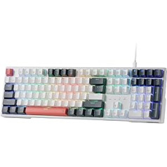 Redragon K668 mehāniskā tastatūra RGB vadu sarkani slēdži, balti jaukta krāsa