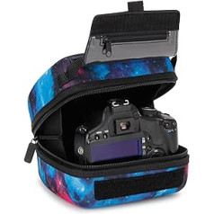 USA Gear cietais DSLR kameras korpuss (Galaxy) ar EVA aizsardzību, ātras piekļuves atvēršanu, polsterētu iekšpusi un izturīgu rokturi — savietojams ar Nikon, Canon, Pentax, Olympus un citiem.