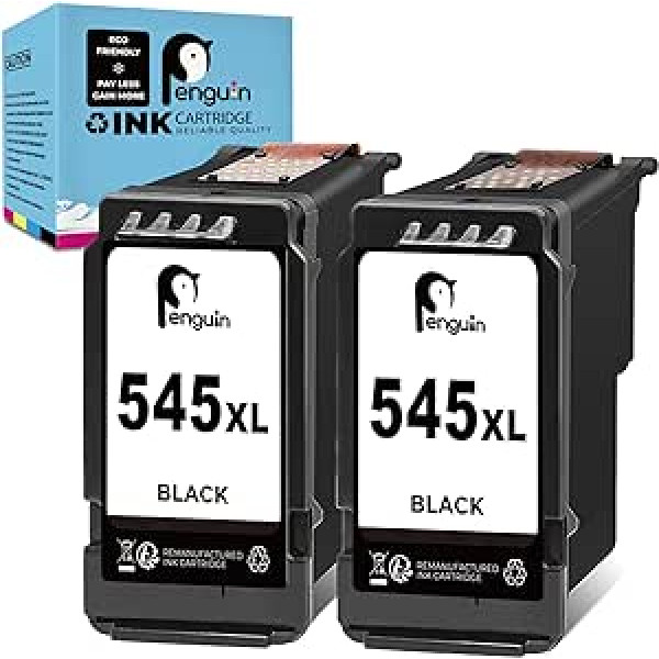 Penguin 545XL Remanufactured Printer Cartridges for Canon PG-545XL 545XL for MG2555S iP2850 MG2450 MG2550S MG2950 MG3051 MG3053 MX495 MG2550 TR4550 TS205 Printers (2 Black)